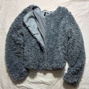 H&M navy blue Faux Fur Jacket
